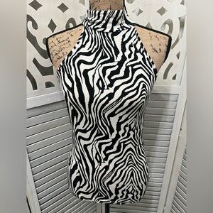 Cliche' White Zebra Print Sleeveless Top